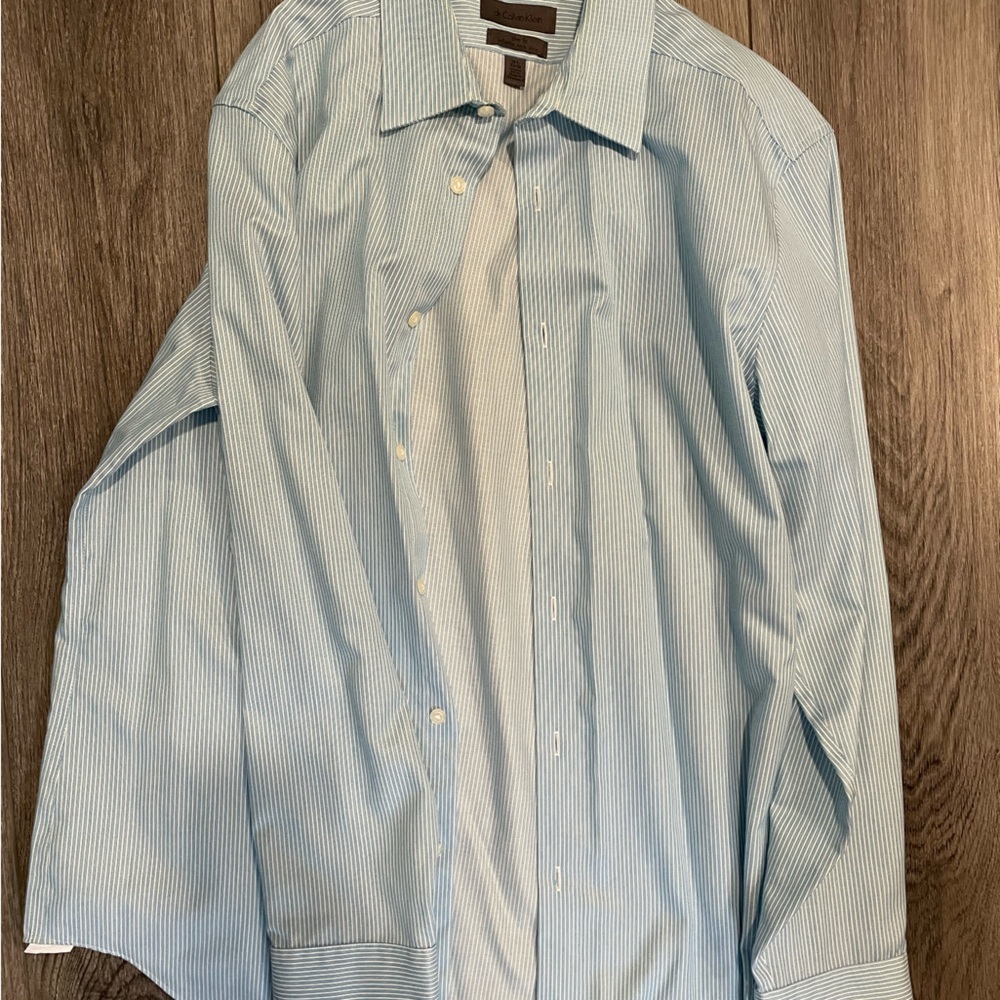 Calvin Klein light blue striped button down